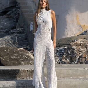 Yellow The Label Set, Lottie Lace Pants&Greta Lace Tunic TOP SMALL,BOTTOM MEDIUM